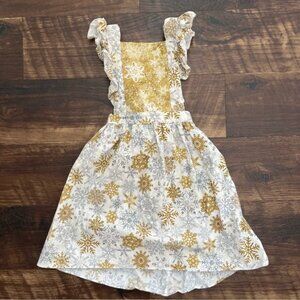 Ricrac & Ruffles snowflake fleece cross back ruffle boutique dress size 6